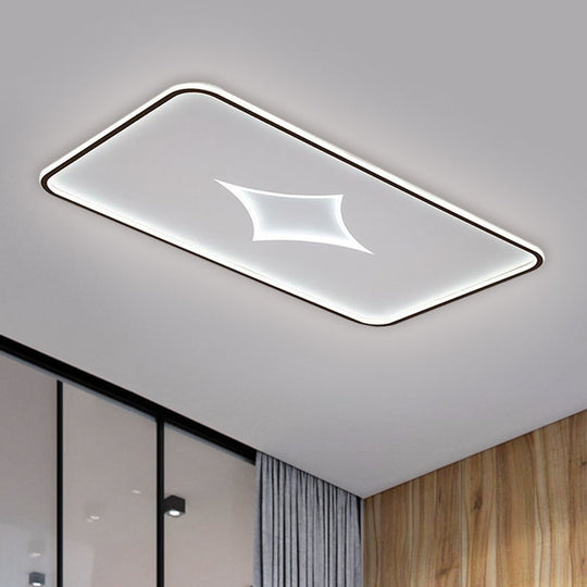 Modern Metallic Led Flush Ceiling Light In Black/Gold - Round/Rectangle White Available 3 Sizes