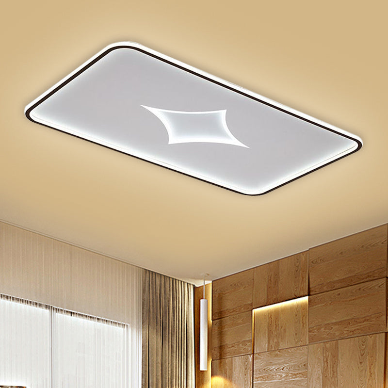 Modern Metallic Led Flush Ceiling Light In Black/Gold - Round/Rectangle White Available 3 Sizes