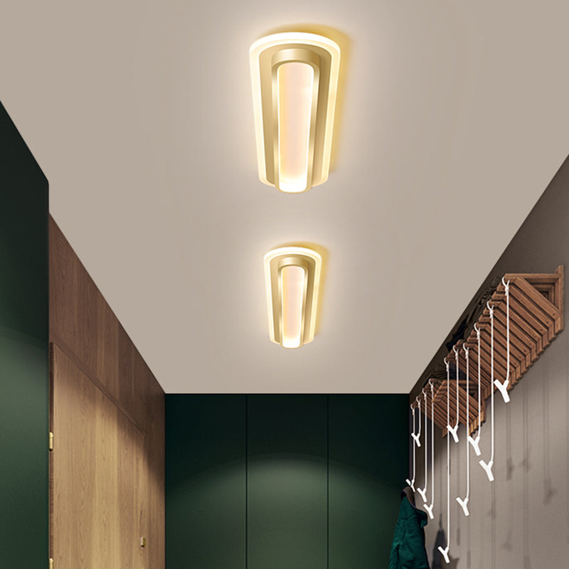 Nordic Rectangular LED Ceiling Light in Gold, Customizable in 7 Days, 19"/23" Width