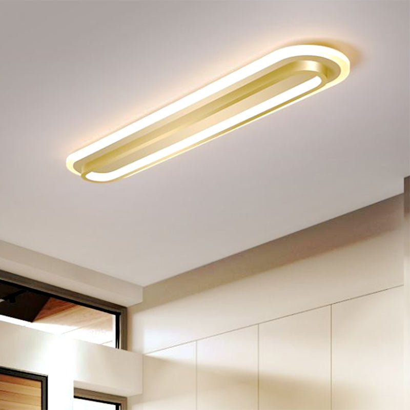 Nordic Rectangular LED Ceiling Light in Gold, Customizable in 7 Days, 19"/23" Width