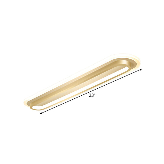 Nordic Rectangular LED Ceiling Light in Gold, Customizable in 7 Days, 19"/23" Width