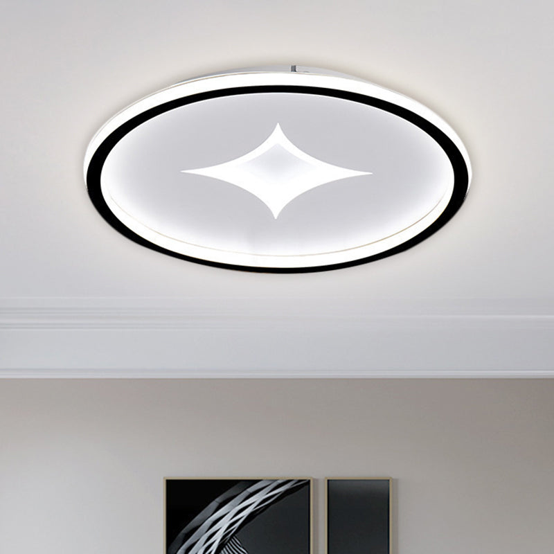 Ultra Slim Metal Led Ceiling Light In Black/Gold Warm/White - 16/19.5 Contemporary Flush Mount For