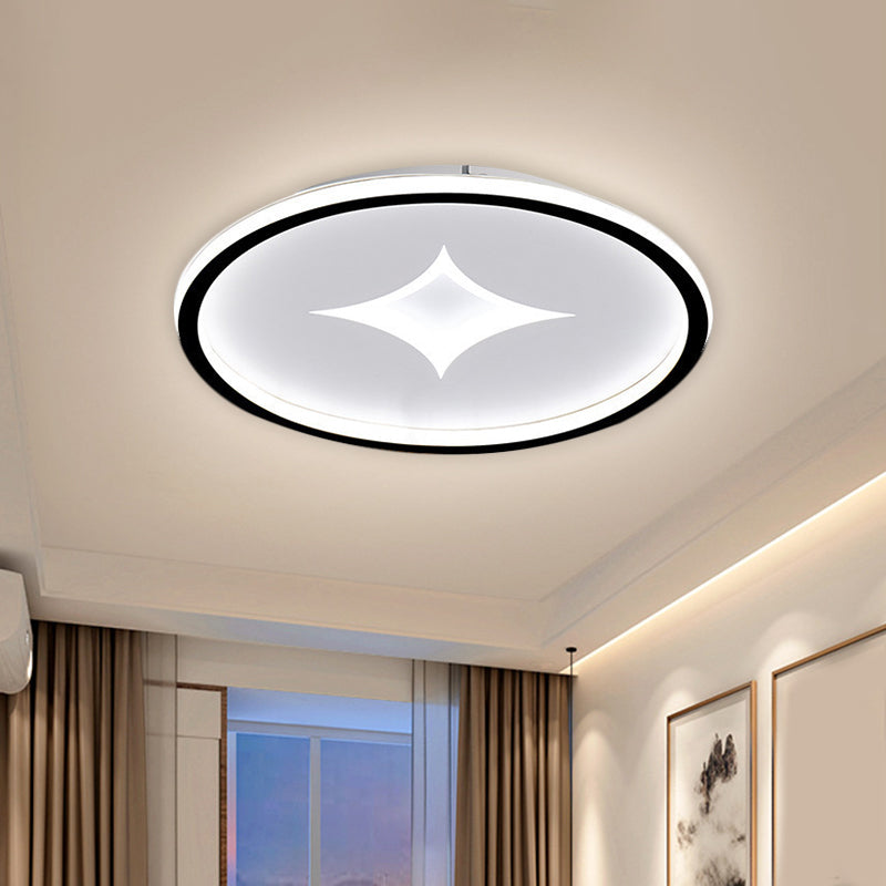 Ultra Slim Metal Led Ceiling Light In Black/Gold Warm/White - 16/19.5 Contemporary Flush Mount For