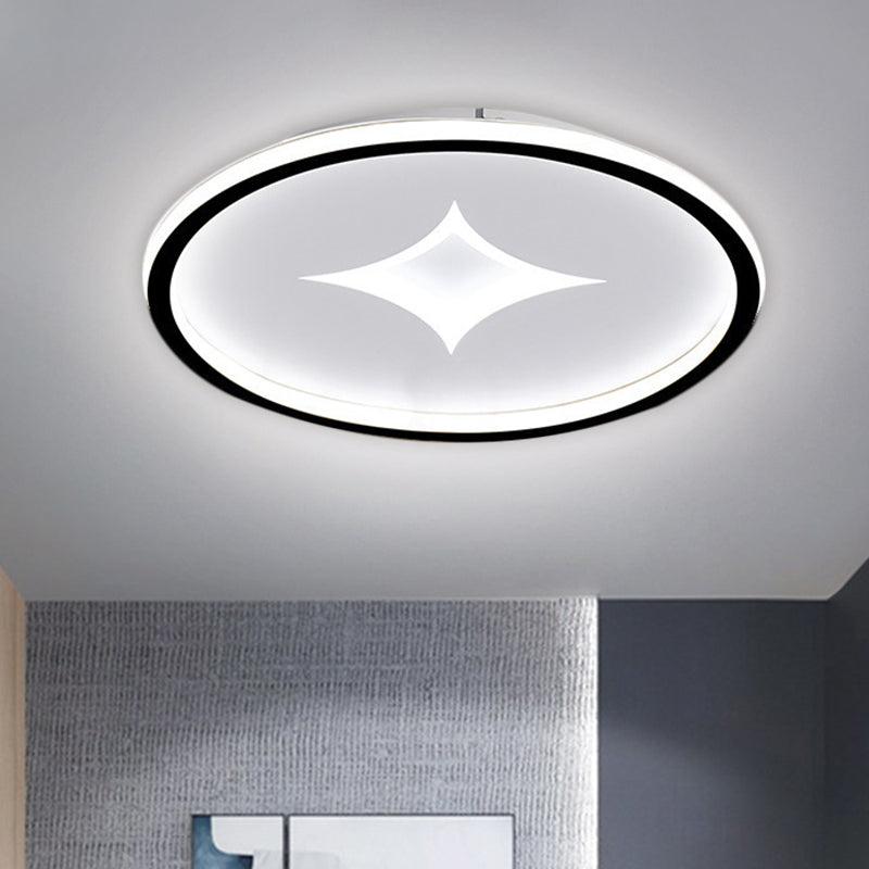 Ultra Slim Metal Led Ceiling Light In Black/Gold Warm/White - 16/19.5 Contemporary Flush Mount For