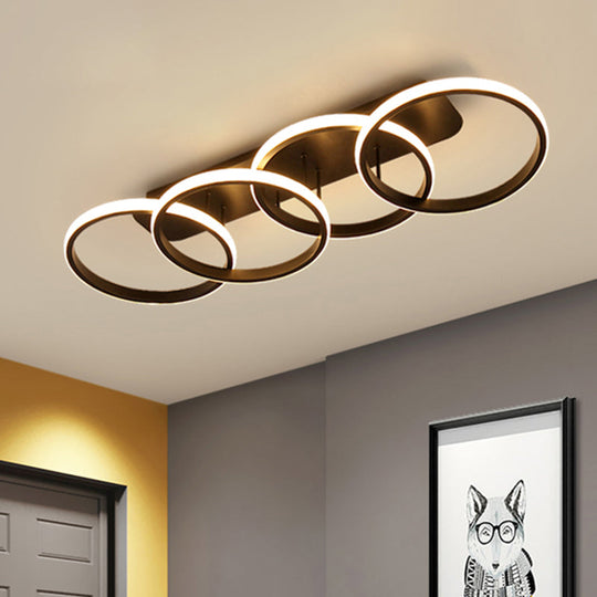 Nordic LED Metallic Flush Mount Light - Black Rings Semi Flush, Ideal for Living Room (Customization in 7 days)