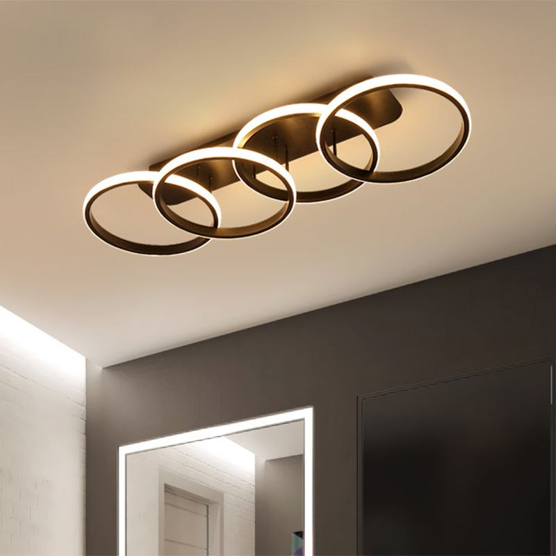 Nordic LED Metallic Flush Mount Light - Black Rings Semi Flush, Ideal for Living Room (Customization in 7 days)