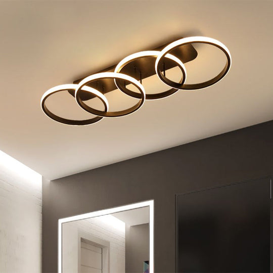 Nordic LED Metallic Flush Mount Light - Black Rings Semi Flush, Ideal for Living Room (Customization in 7 days)