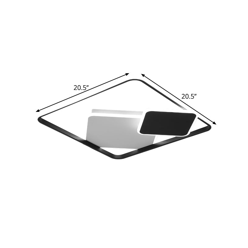 Minimalist Square Metal LED Flush Mount Light in Black, 16.5"/20.5" Wide - Customizable in 7 Days