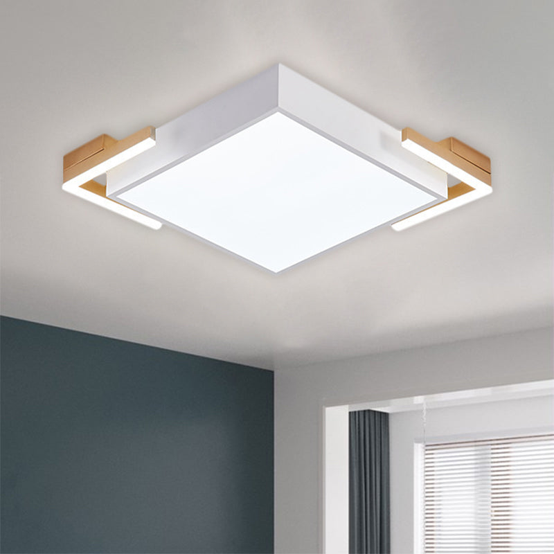 Modern Square Metallic Ceiling Light Fixture: Led Flushmount Lighting In Black/White Warm/White