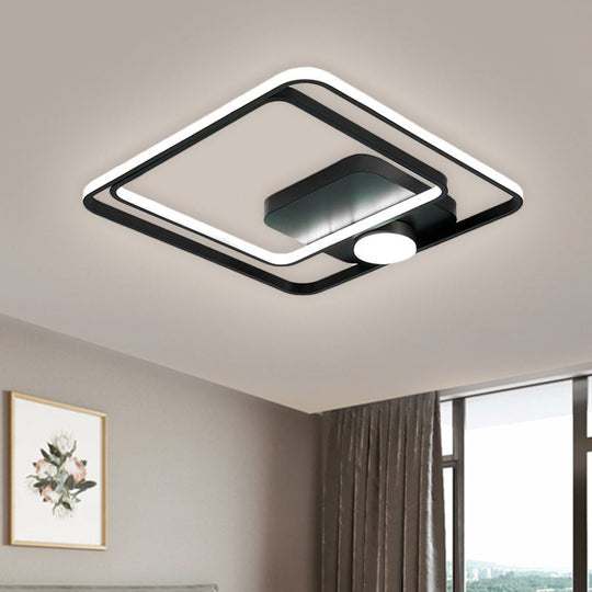 16/19.5 Modern Metallic Black/Gold Led Flush Mount Ceiling Light Fixture