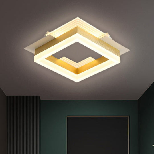 Modern Gold LED Ceiling Lamp for Staircases with Warm/White Light