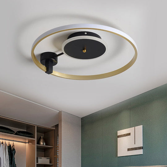 Gold and Black LED Semi Flush Ceiling Light in Warm/White, 18"/21.5