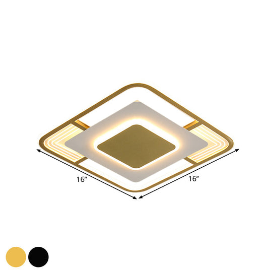 Modern LED Ceiling Light in Black/Gold with 3 Color Options