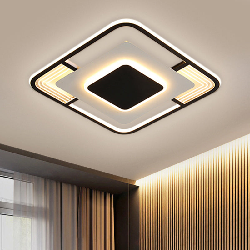 Modern LED Ceiling Light in Black/Gold with 3 Color Options