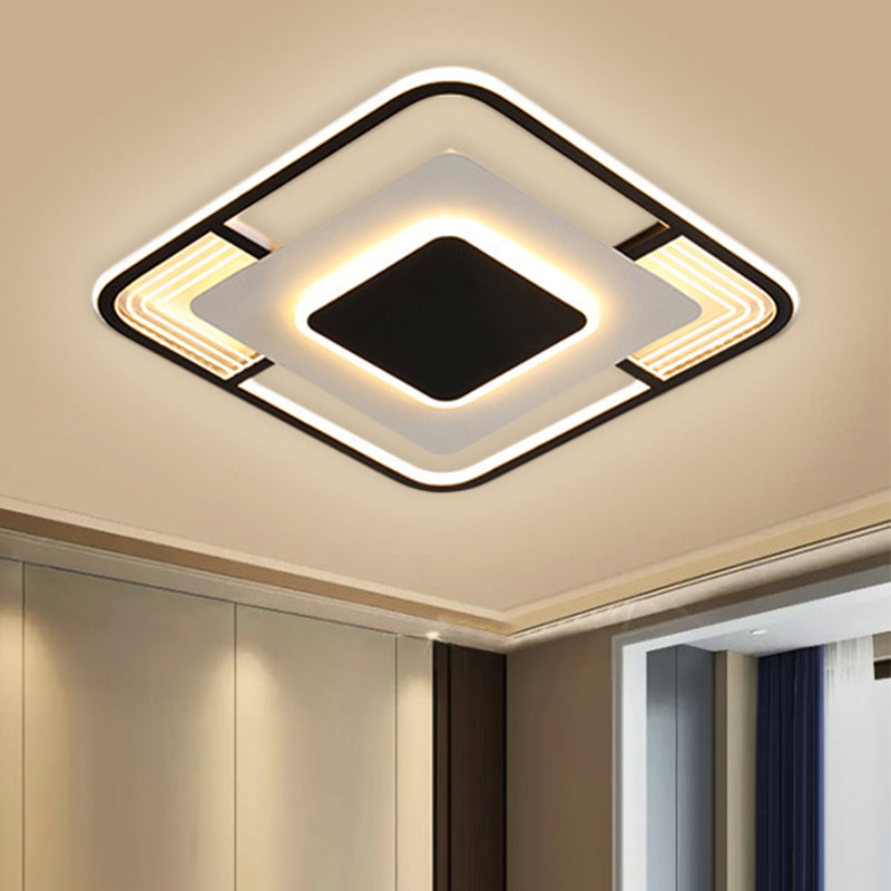 Modern LED Ceiling Light in Black/Gold with 3 Color Options