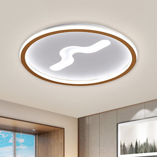 Modern LED Flush Light with Metallic Shade - Super Thin Ceiling Fixture in Black/Gold - Warm/White Light