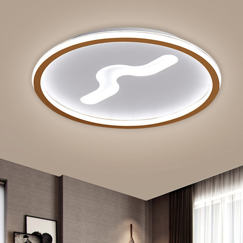 Modern LED Flush Light with Metallic Shade - Super Thin Ceiling Fixture in Black/Gold - Warm/White Light