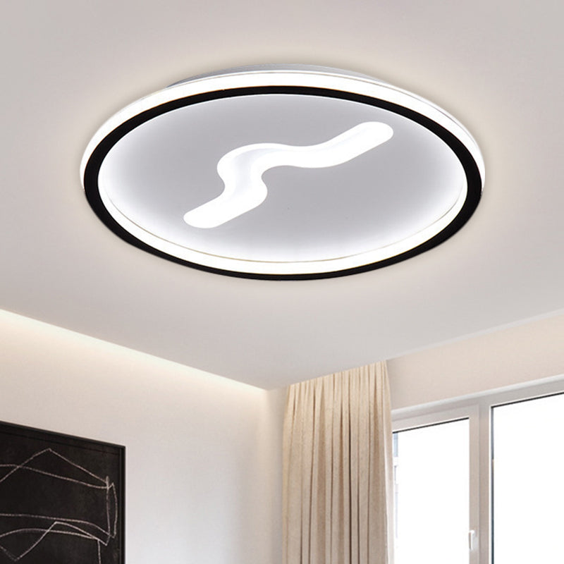 Modern LED Flush Light with Metallic Shade - Super Thin Ceiling Fixture in Black/Gold - Warm/White Light