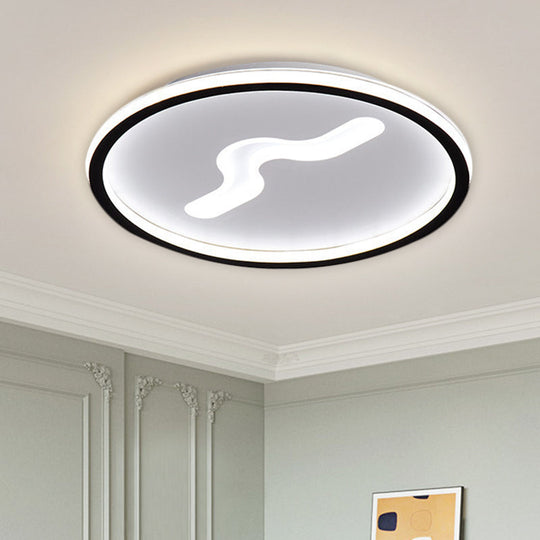 Modern LED Flush Light with Metallic Shade - Super Thin Ceiling Fixture in Black/Gold - Warm/White Light