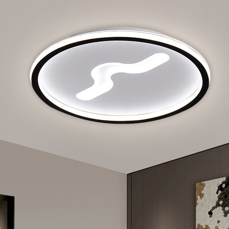 Modern LED Flush Light with Metallic Shade - Super Thin Ceiling Fixture in Black/Gold - Warm/White Light