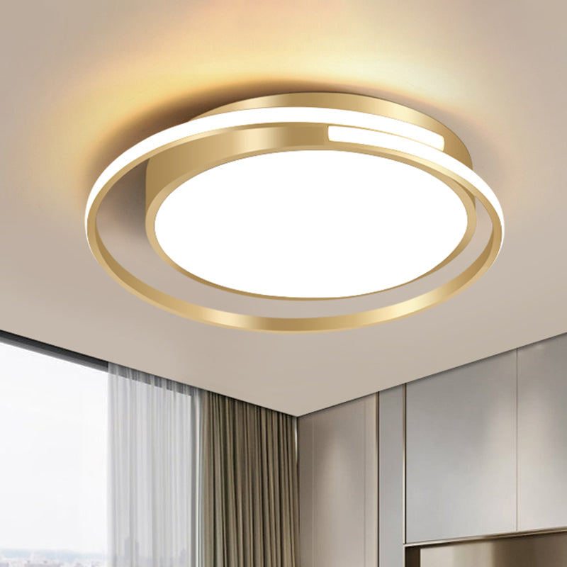 Metal Drum Flush Mount Lamp - Contemporary LED Gold Ceiling Light for Bedroom - Multiple Sizes - Customization Available in 7 Days