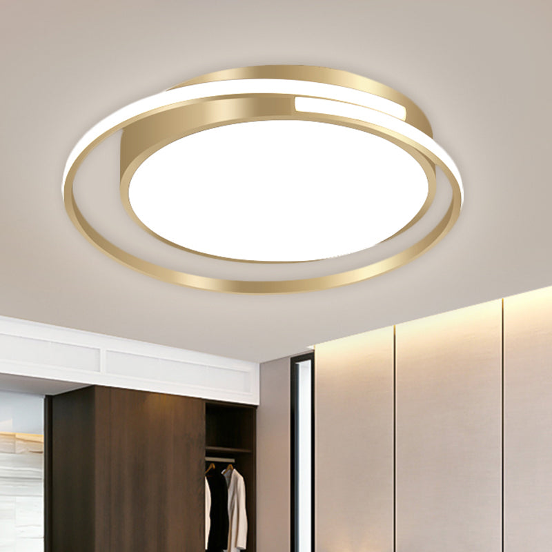 Metal Drum Flush Mount Lamp - Contemporary LED Gold Ceiling Light for Bedroom - Multiple Sizes - Customization Available in 7 Days