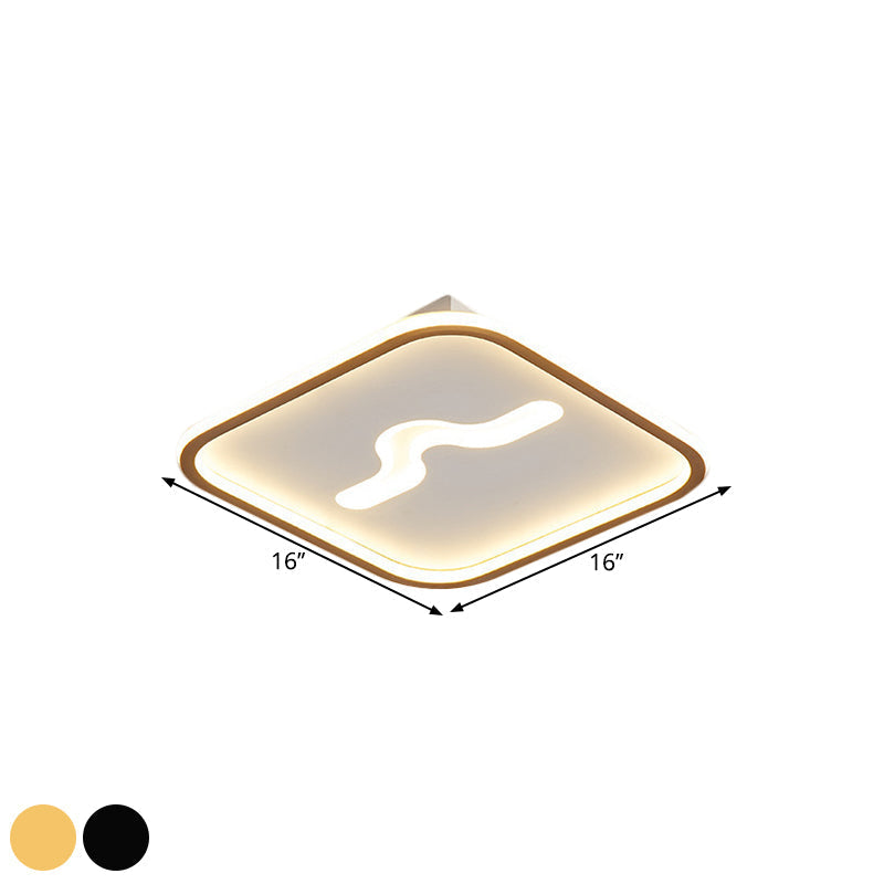 Nordic 16"/19.5" Flush Mount LED Ceiling Light in Metal Black/Gold with Warm/White Light