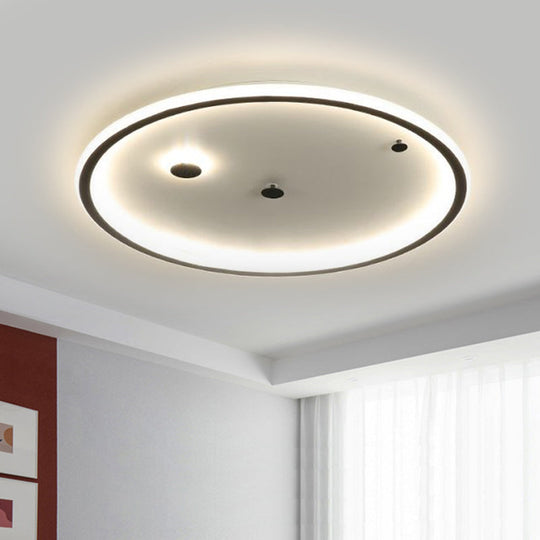 Minimalist LED Bedroom Flushmount Lamp with Round Acrylic Shade in Warm/White Light - 3 Sizes Available