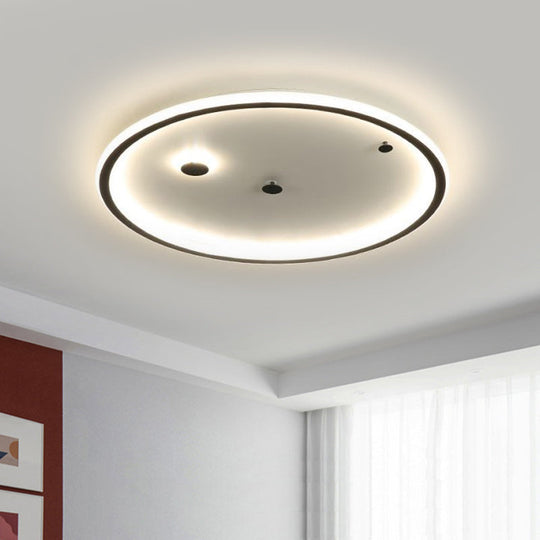 Simple LED Flushmount Black/Gold Round Ceiling Lamp Fixture - 16"/19.5" Width, Acrylic Shade, Warm/White Light