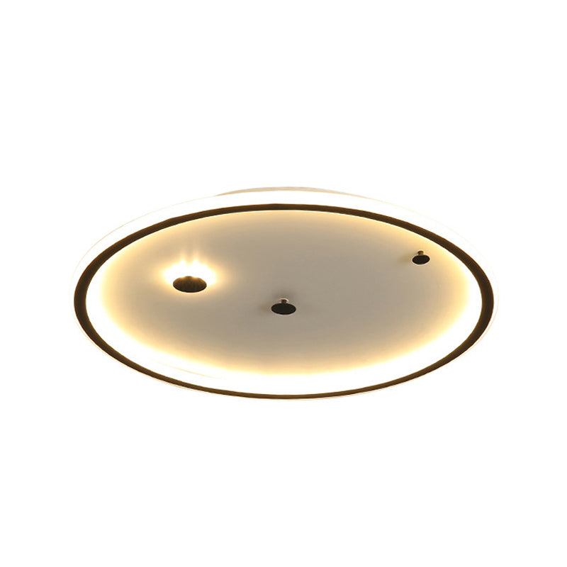 Simple LED Flushmount Black/Gold Round Ceiling Lamp Fixture - 16"/19.5" Width, Acrylic Shade, Warm/White Light