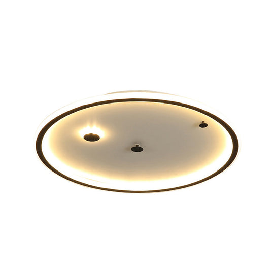 Simple Led Flushmount Black/Gold Round Ceiling Lamp Fixture - 16/19.5 Width Acrylic Shade Warm/White