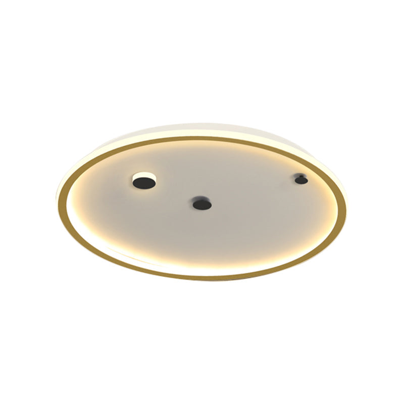 Simple LED Flushmount Black/Gold Round Ceiling Lamp Fixture - 16"/19.5" Width, Acrylic Shade, Warm/White Light