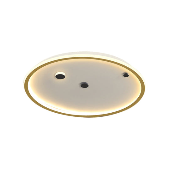 Simple Led Flushmount Black/Gold Round Ceiling Lamp Fixture - 16/19.5 Width Acrylic Shade Warm/White