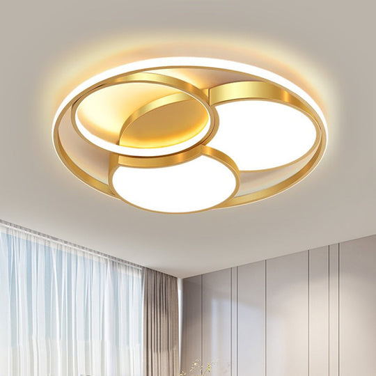 Gold Blossom LED Flush Mount Light Fixture - Modernist Metal Flush Lighting, Various Width Options (Customizable in 7 Days)