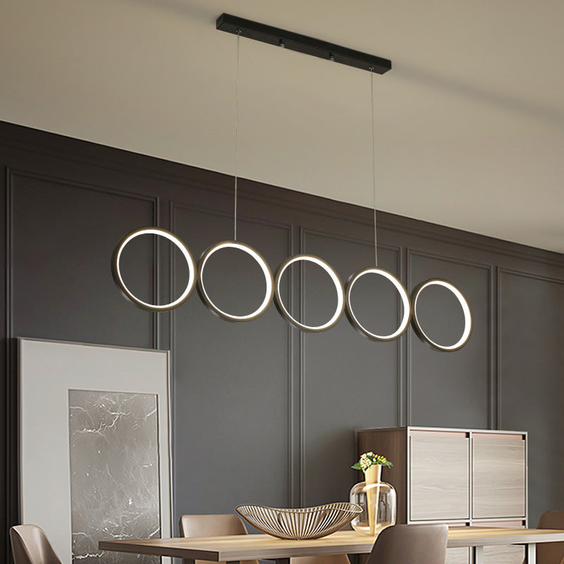 Minimalist Metallic Led Black Island Suspension Lamp - Warm/White Light 31.5/39.5 / 39 White