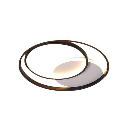 18"/21.5" Simple Round LED Ceiling Flushmount Fixture in Black, Warm/White Light