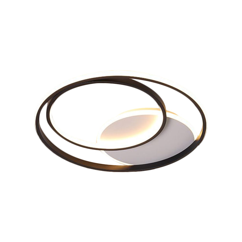 18/21.5 Simple Round Led Ceiling Flushmount Fixture In Black Warm/White Light