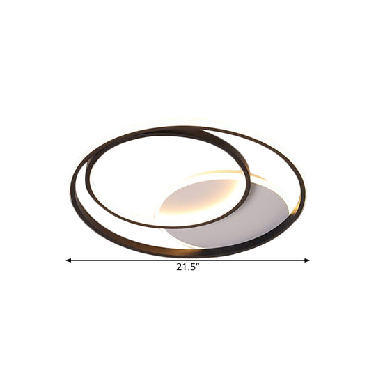 18"/21.5" Simple Round LED Ceiling Flushmount Fixture in Black, Warm/White Light