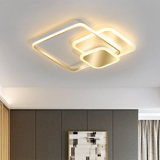 Modern Metallic LED Gold Flush Mount Ceiling Lamp in Warm/White Light, 16.5"/20.5" Wide