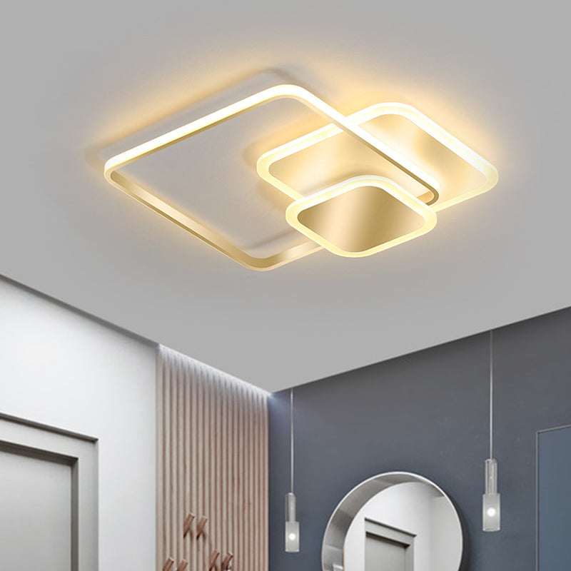 Modern Metallic LED Gold Flush Mount Ceiling Lamp in Warm/White Light, 16.5"/20.5" Wide