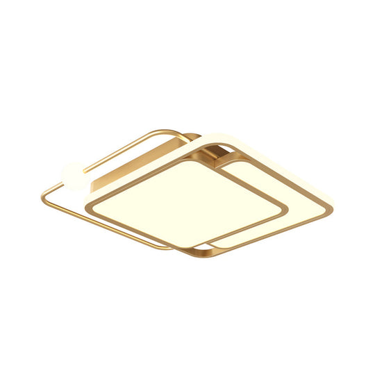 Simple Style Gold Square LED Ceiling Mounted Flush Lamp in Warm/White Light, 16.5"/20.5" Width