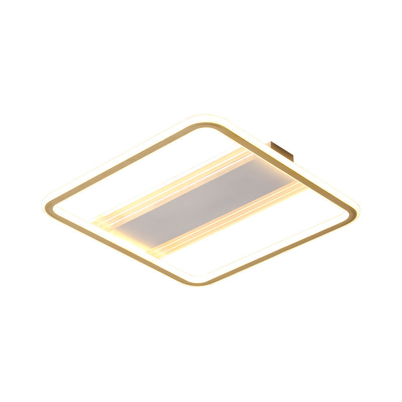 Modern Led Gold Square Ceiling Fixture With Acrylic Shade - 16.5/20.5 Width Semi Flush Warm/White