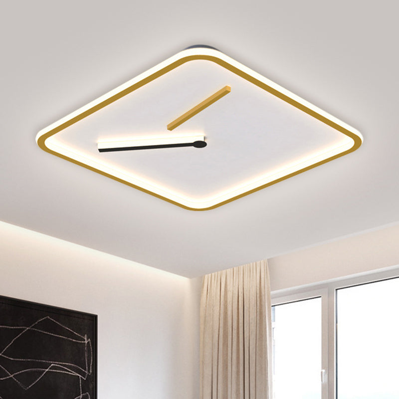 Modern Acrylic LED Flush Mount Lamp - Black/Gold, Warm/White Light - 16"/19.5" Wide