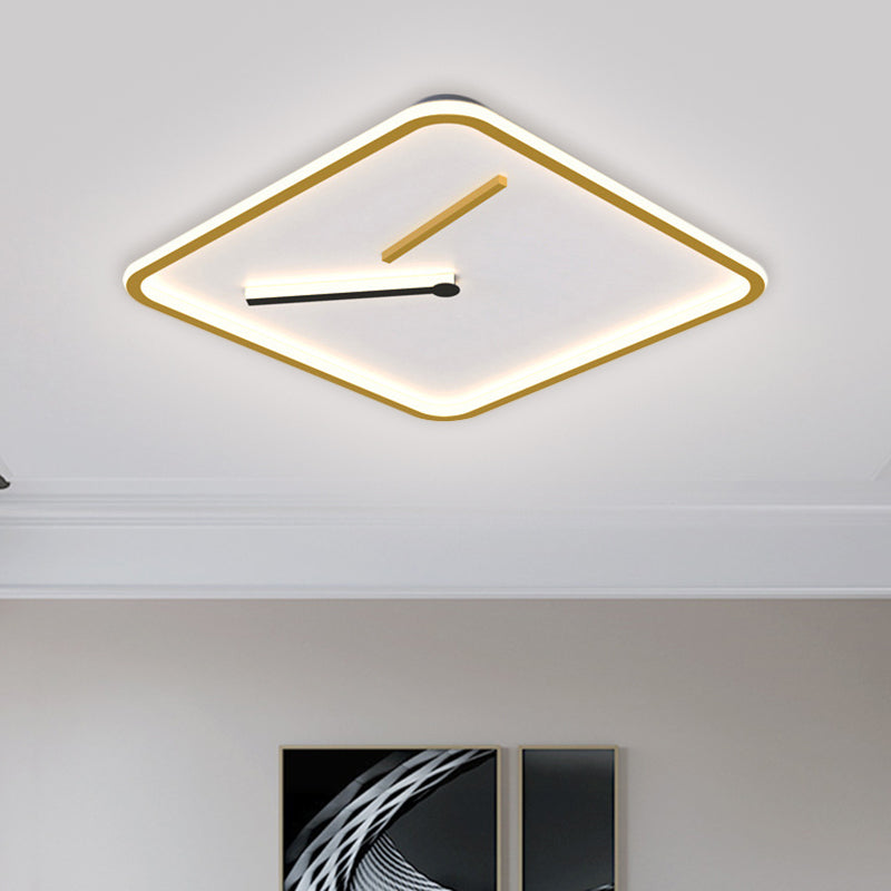 Modern Acrylic LED Flush Mount Lamp - Black/Gold, Warm/White Light - 16"/19.5" Wide