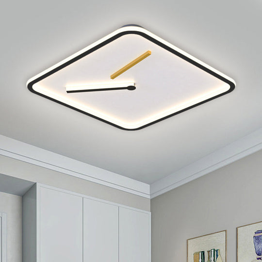 Modern Acrylic LED Flush Mount Lamp - Black/Gold, Warm/White Light - 16"/19.5" Wide