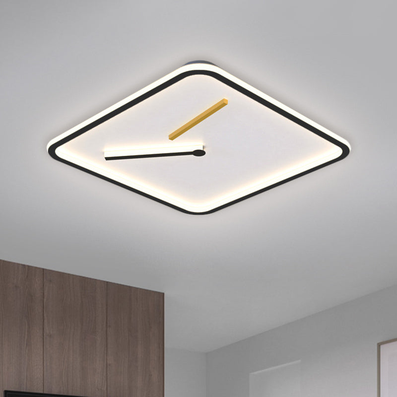 Modern Acrylic LED Flush Mount Lamp - Black/Gold, Warm/White Light - 16"/19.5" Wide