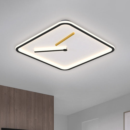 Modern Acrylic Led Flush Mount Lamp - Black/Gold Warm/White Light 16/19.5 Wide