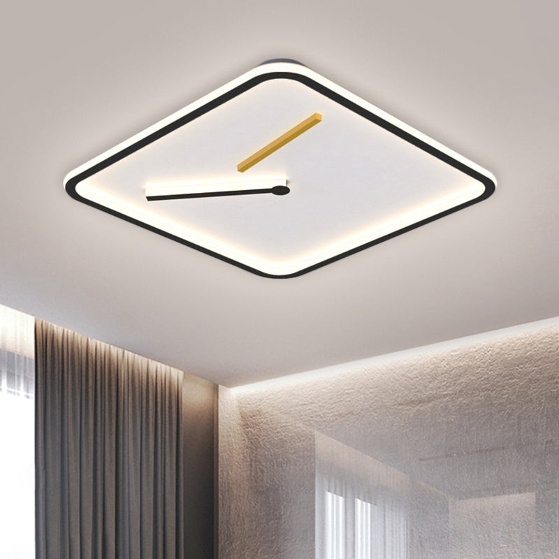 Modern Acrylic LED Flush Mount Lamp - Black/Gold, Warm/White Light - 16"/19.5" Wide