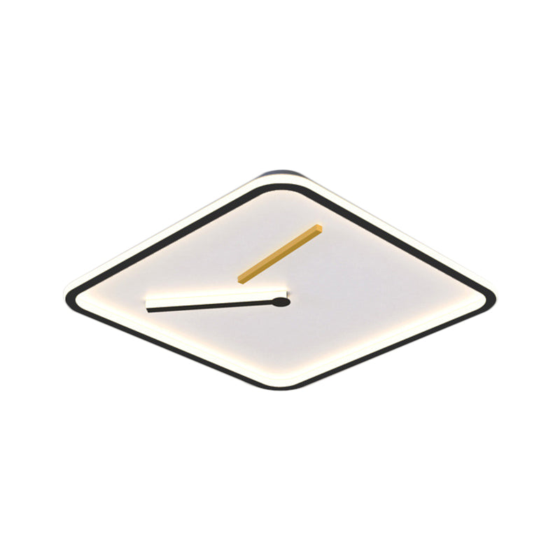 Modern Acrylic Led Flush Mount Lamp - Black/Gold Warm/White Light 16/19.5 Wide