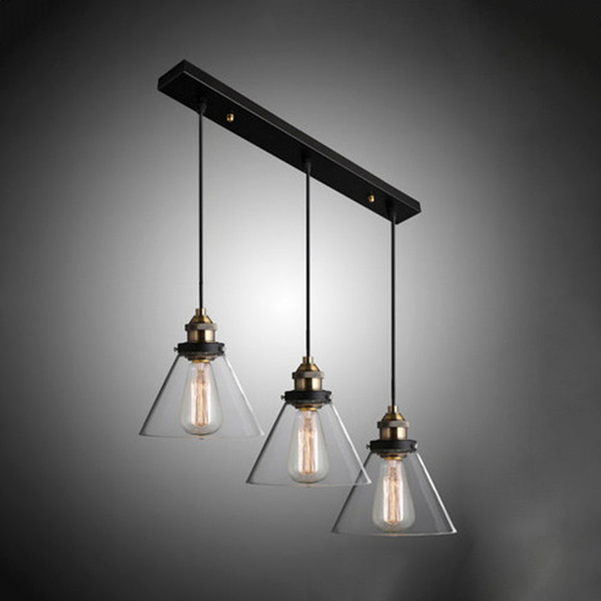 Vintage Cone Clear Glass Multi-Pendant Light Fixture - 3/4/5-Light Option Elegant Black Finish 3 /